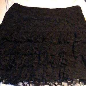 Black lace tiered mini skirt